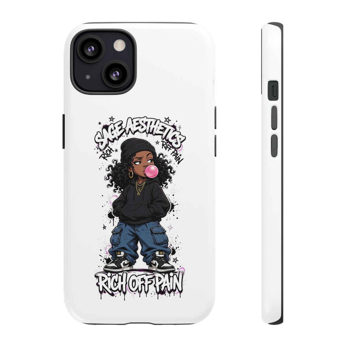 Phone Case — 'She Aesthetics, Rich Off Pain' Graphic Protective Cover