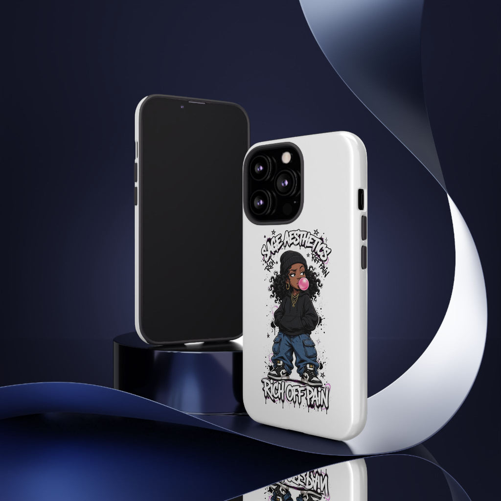 Phone Case — 'She Aesthetics, Rich Off Pain' Graphic Protective Cover