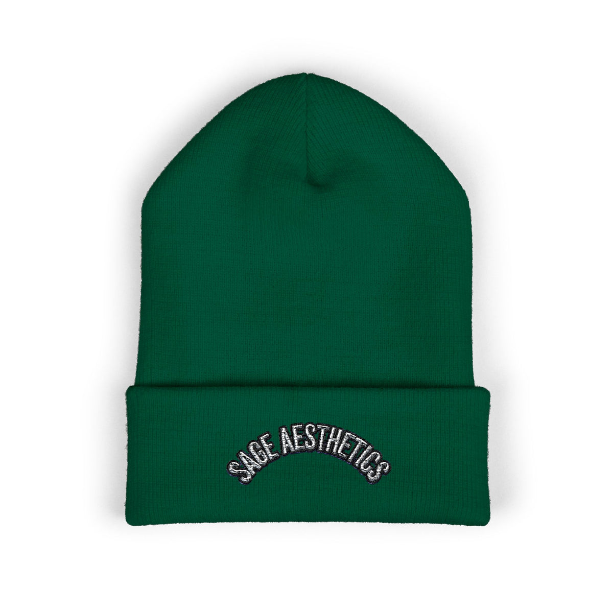 Classic Cuffed Beanie — Embroidered “SAGE AESTHETICS ” Arch