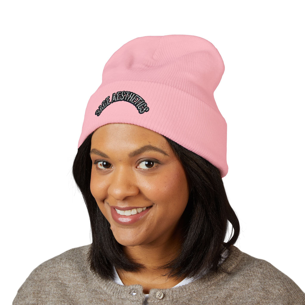Classic Cuffed Beanie — Embroidered “SAGE AESTHETICS ” Arch