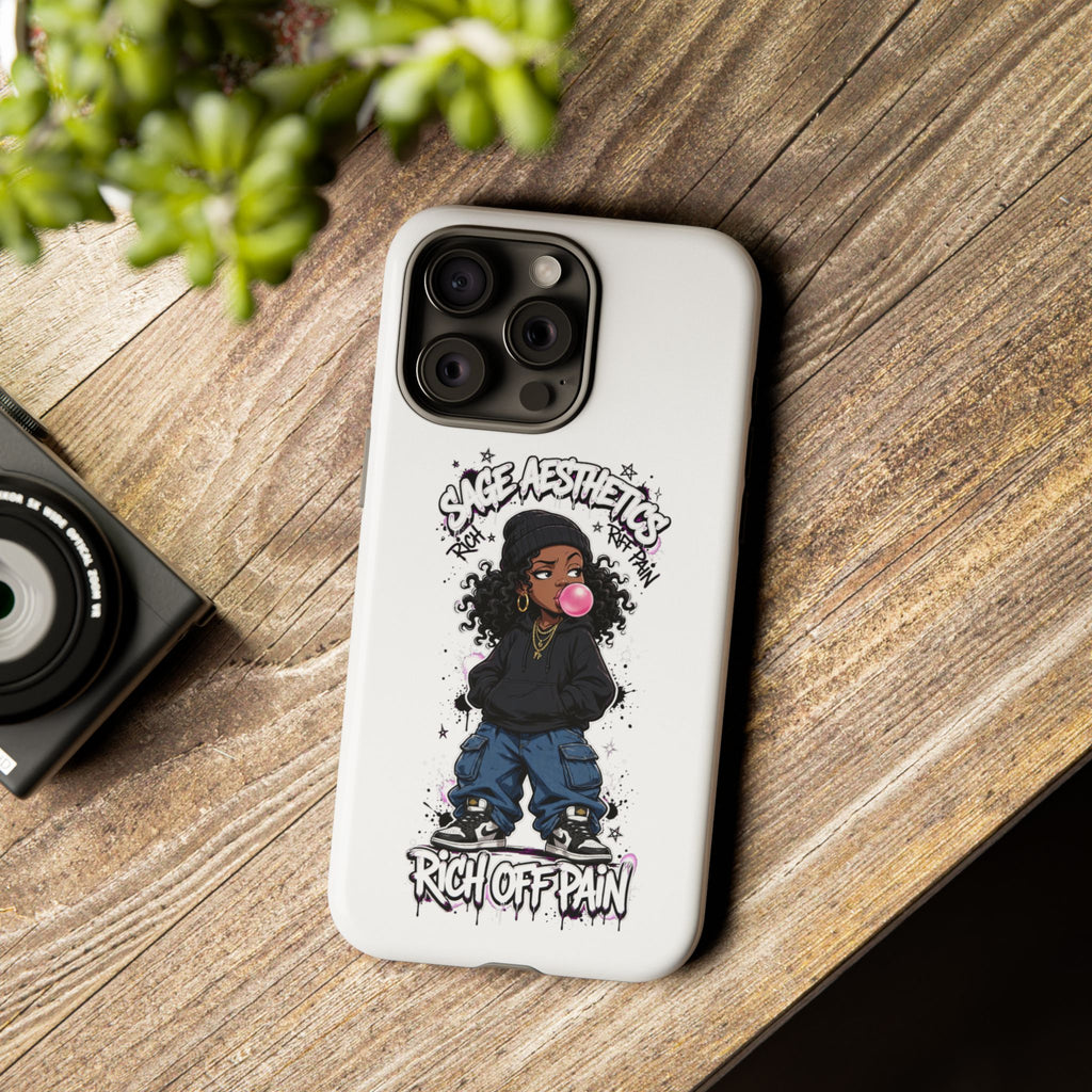 Phone Case — 'She Aesthetics, Rich Off Pain' Graphic Protective Cover