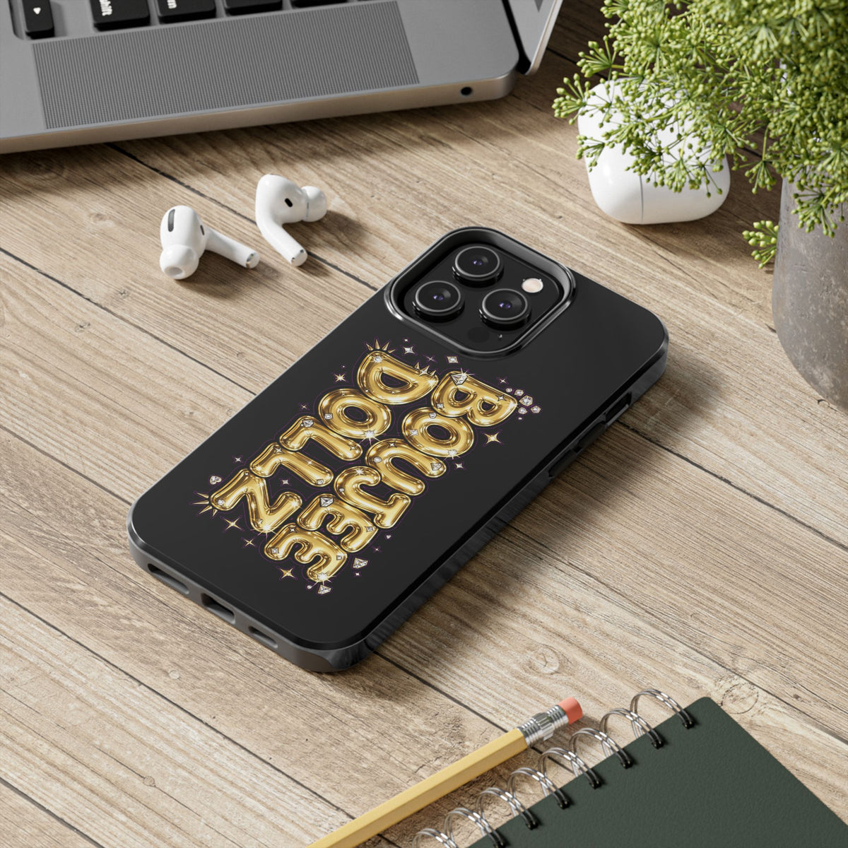 Tough Phone Case — "BOUTEE DOLLZ" Gold Balloon Letter Design