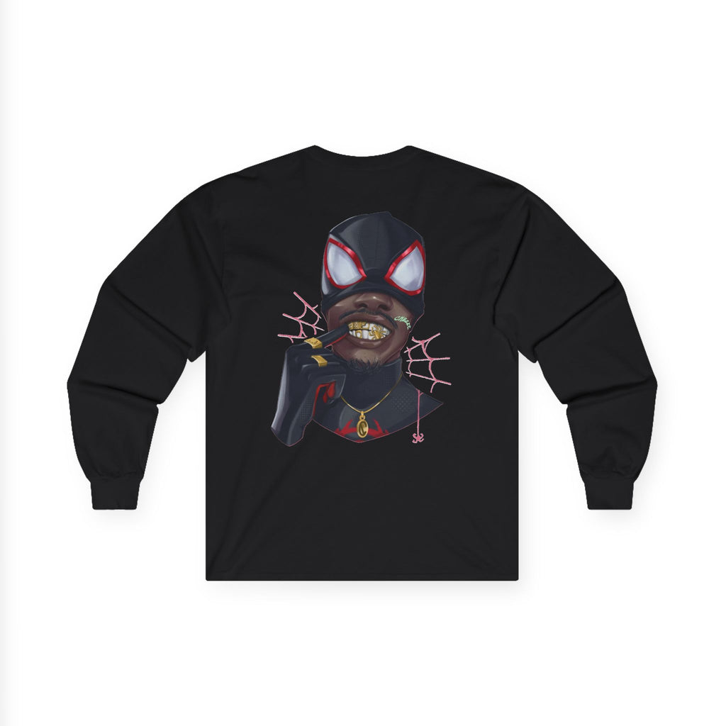 Spider-Man Style Long Sleeve Tee — 'Ambush' Graphic with Masked Face and Gold Grill