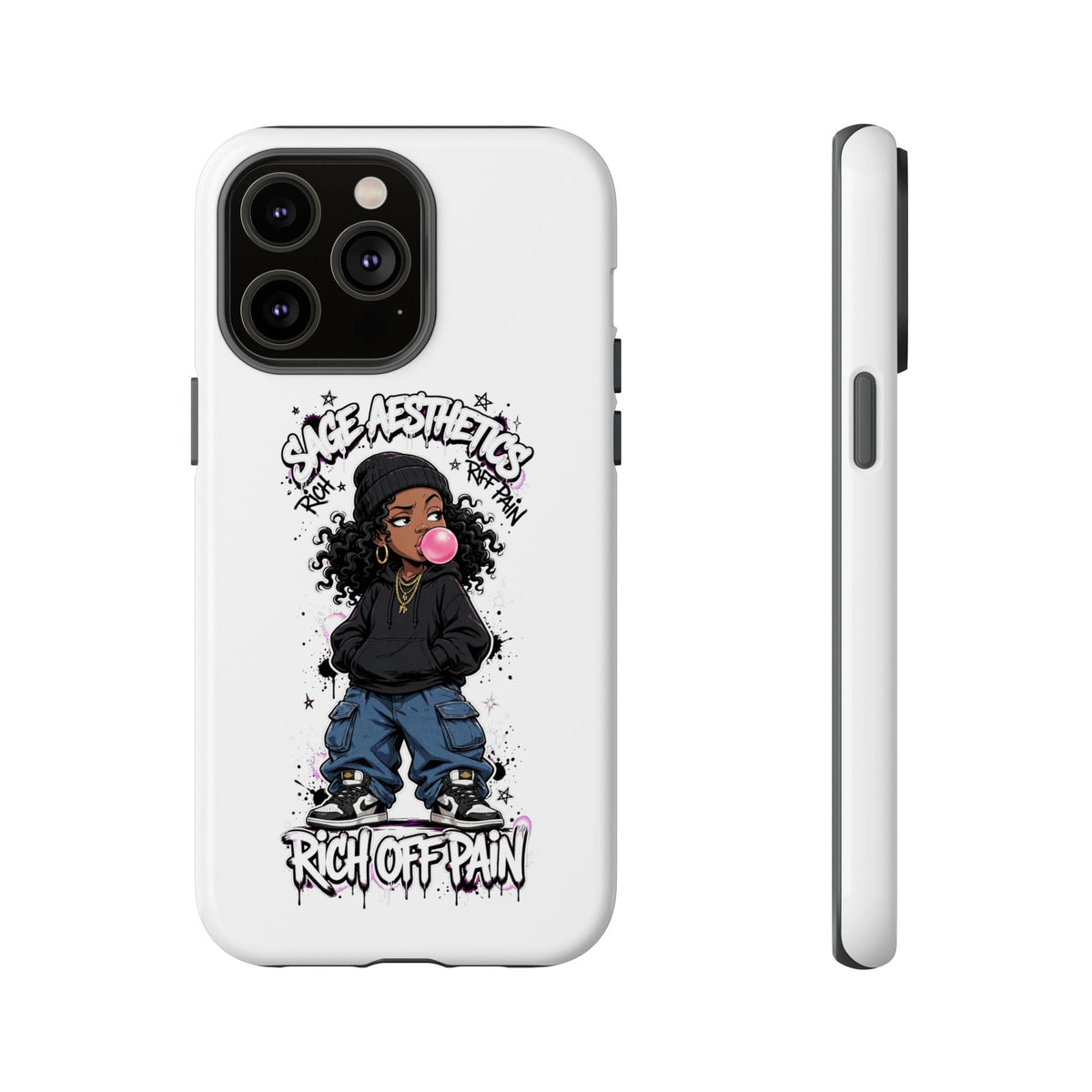 Phone Case — 'She Aesthetics, Rich Off Pain' Graphic Protective Cover