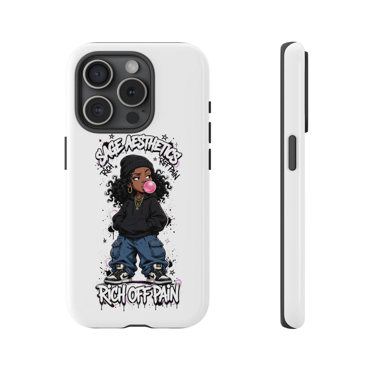 Phone Case — 'She Aesthetics, Rich Off Pain' Graphic Protective Cover