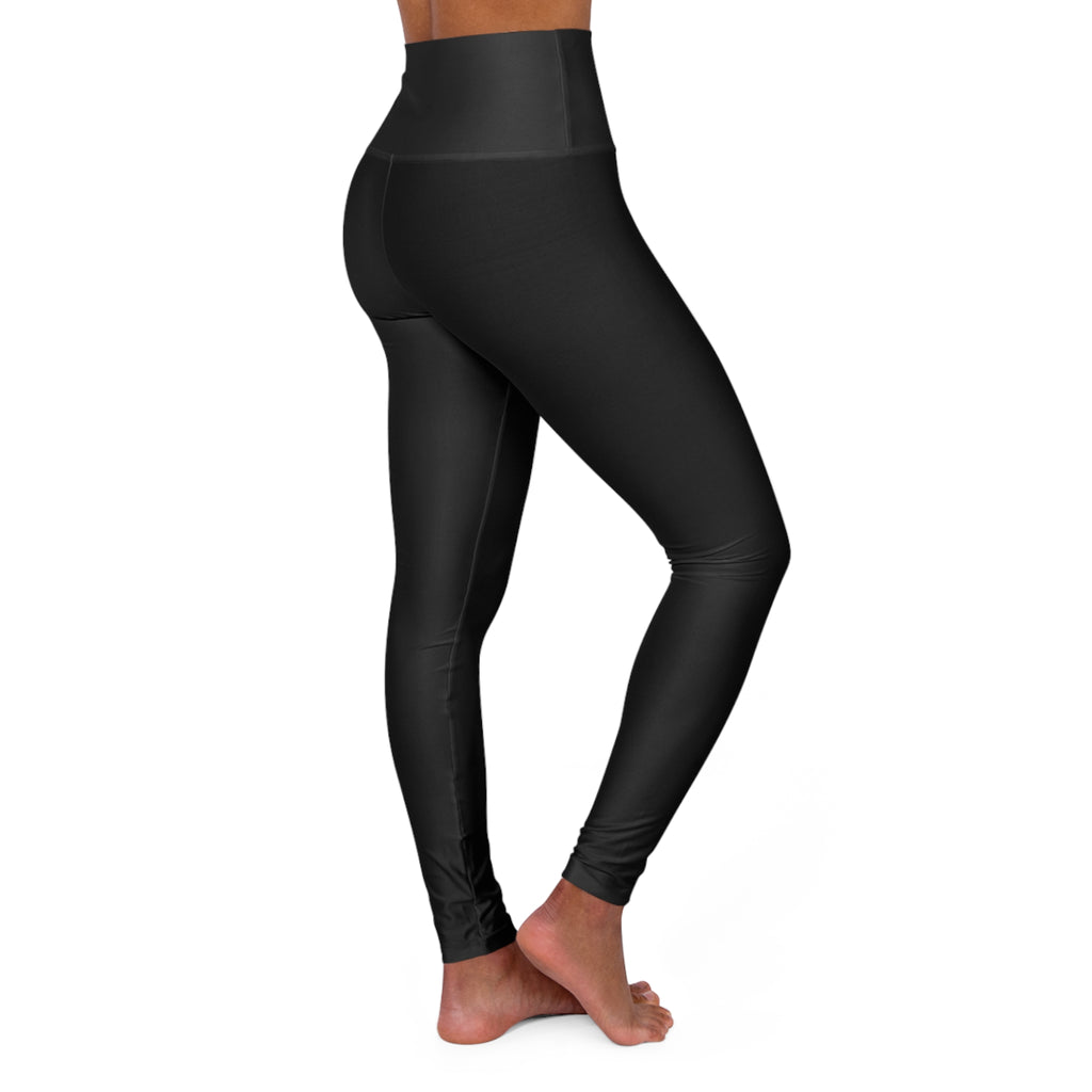 High-Waisted Yoga Leggings – 'Bout Day' Black Gold Accent