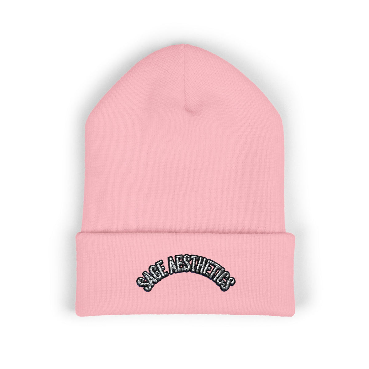 Classic Cuffed Beanie — Embroidered “SAGE AESTHETICS ” Arch
