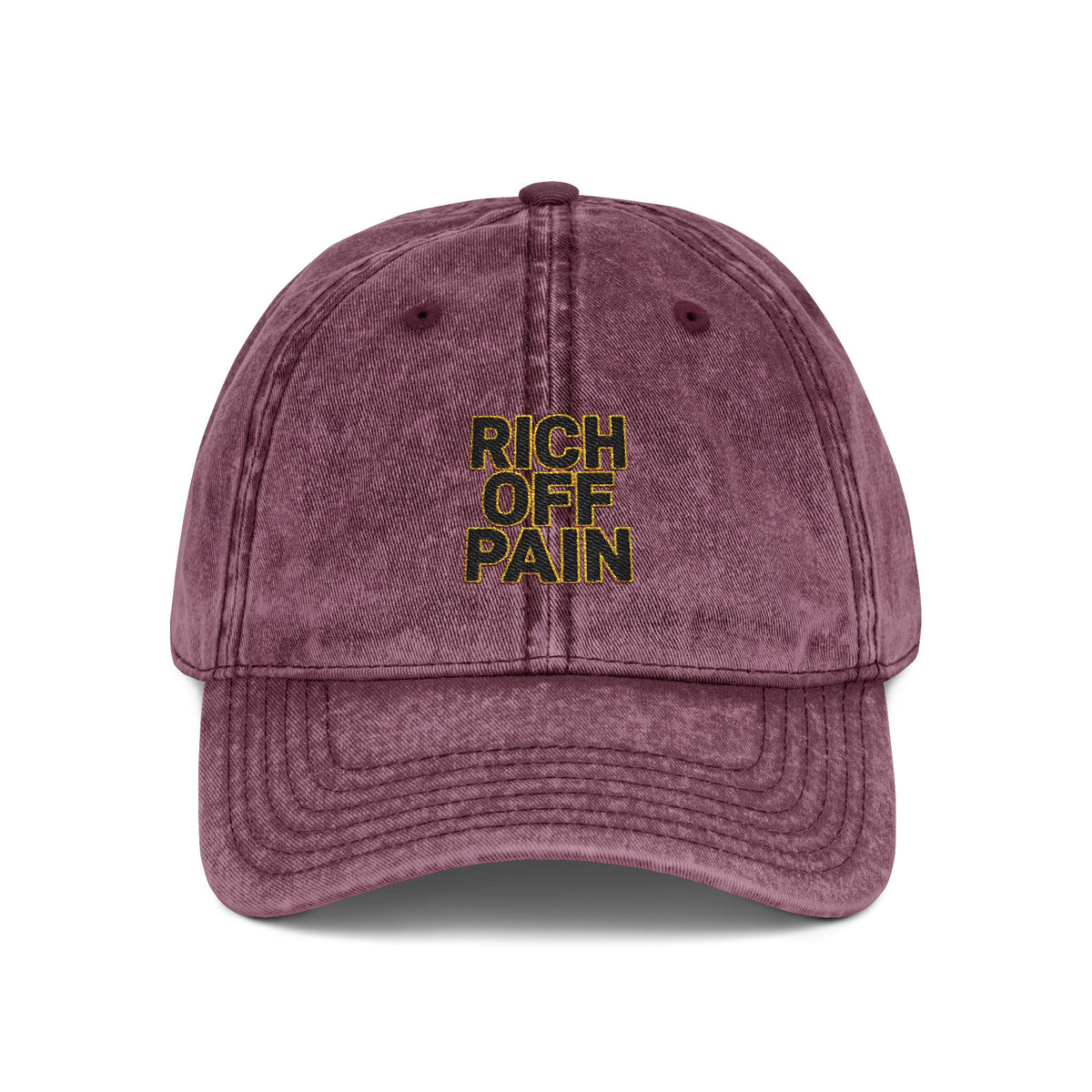 Vintage Embroidered Cap — "Rich Off Pain" Distressed Baseball Hat