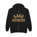 Zip Hoodie — 'Sage Aesthetics' Front with 'Deadly Doll' Gold Graffiti Back