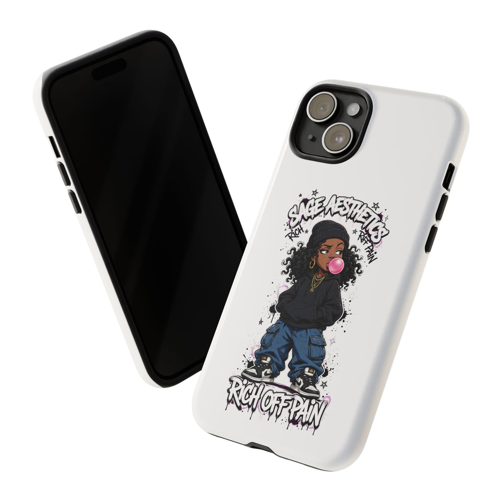 Phone Case — 'She Aesthetics, Rich Off Pain' Graphic Protective Cover