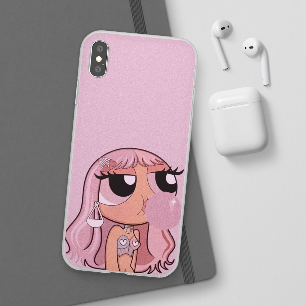Pink Bubblegum Cartoon Phone Case – Cute Girly Blowing Bubble Design