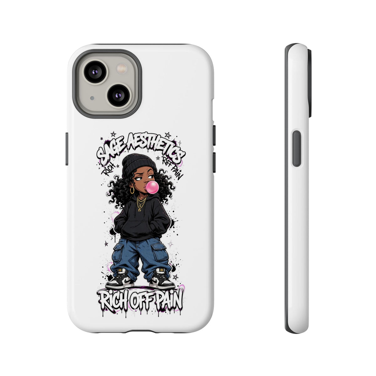 Phone Case — 'She Aesthetics, Rich Off Pain' Graphic Protective Cover