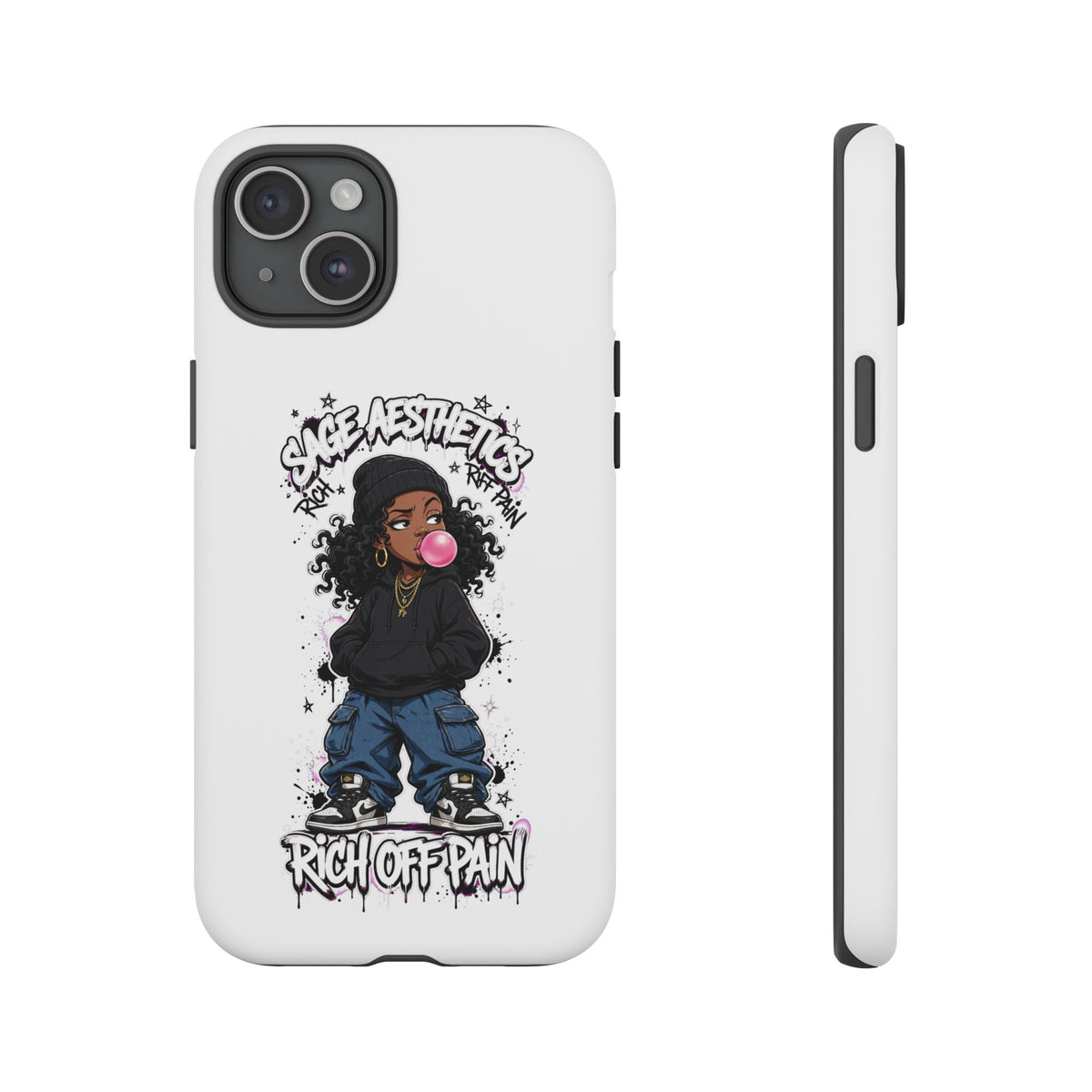 Phone Case — 'She Aesthetics, Rich Off Pain' Graphic Protective Cover