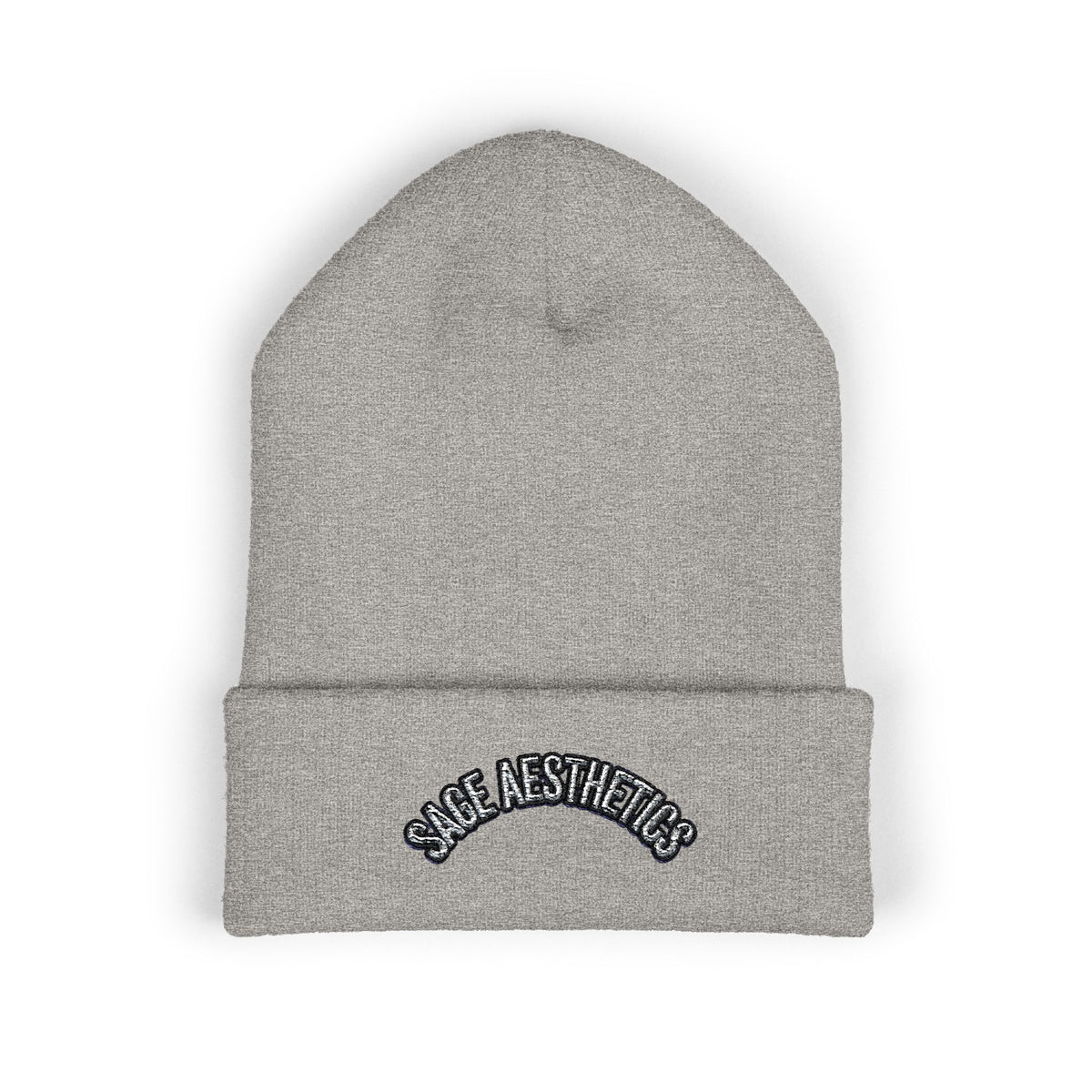 Classic Cuffed Beanie — Embroidered “SAGE AESTHETICS ” Arch