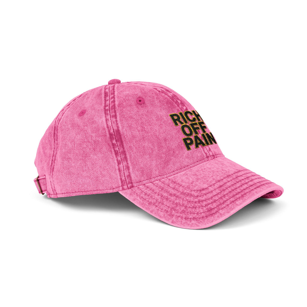 Vintage Embroidered Cap — "Rich Off Pain" Distressed Baseball Hat