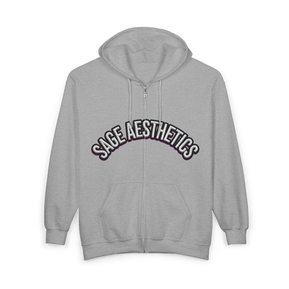 Zip Hoodie — Sage Aesthetics Graphic Full-Zip Hoodie with Screaming Faces Back Design