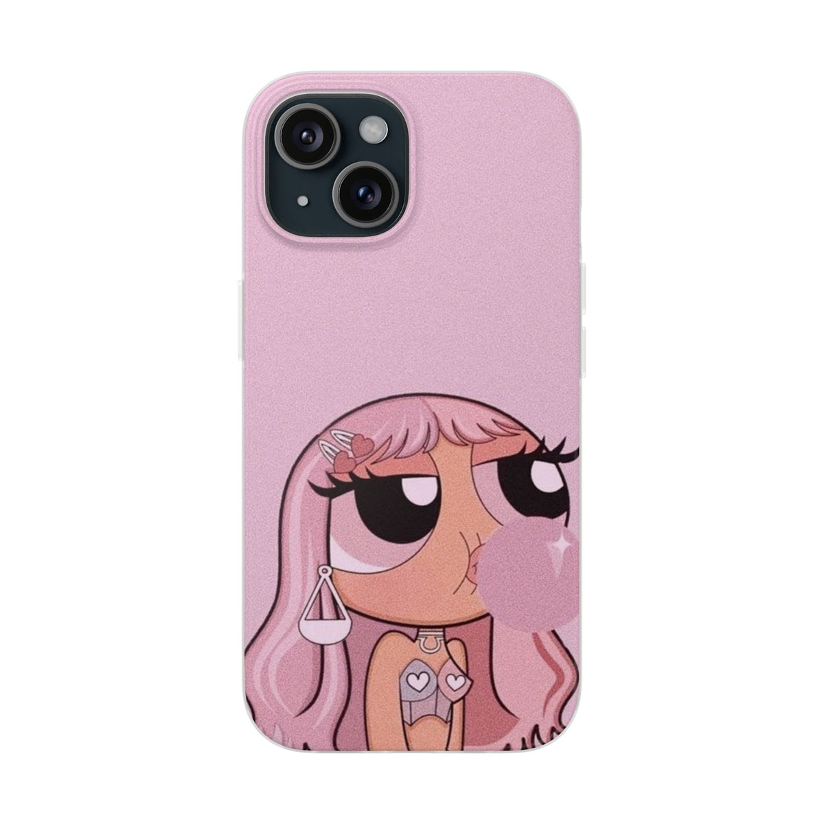 Pink Bubblegum Cartoon Phone Case – Cute Girly Blowing Bubble Design