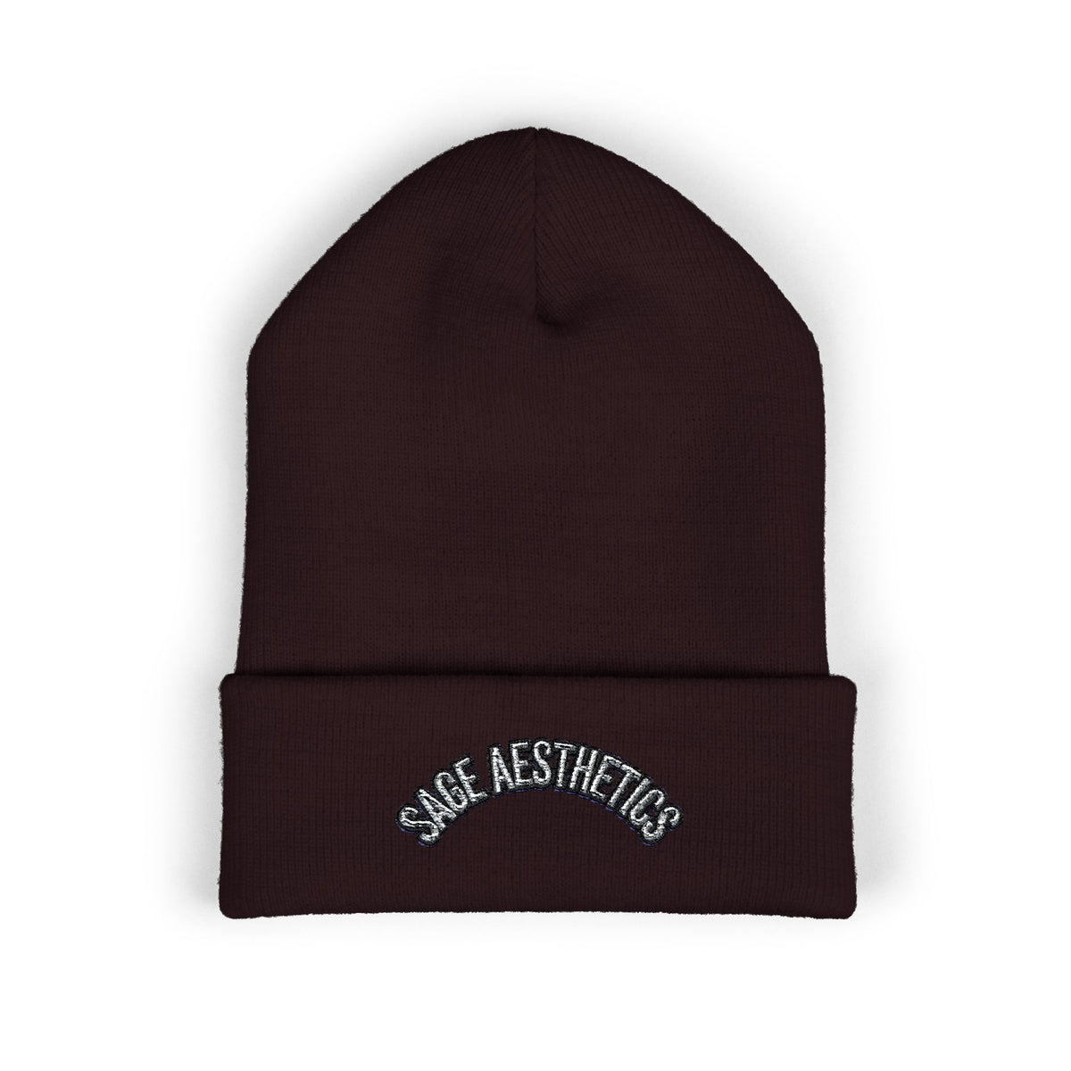 Classic Cuffed Beanie — Embroidered “SAGE AESTHETICS ” Arch