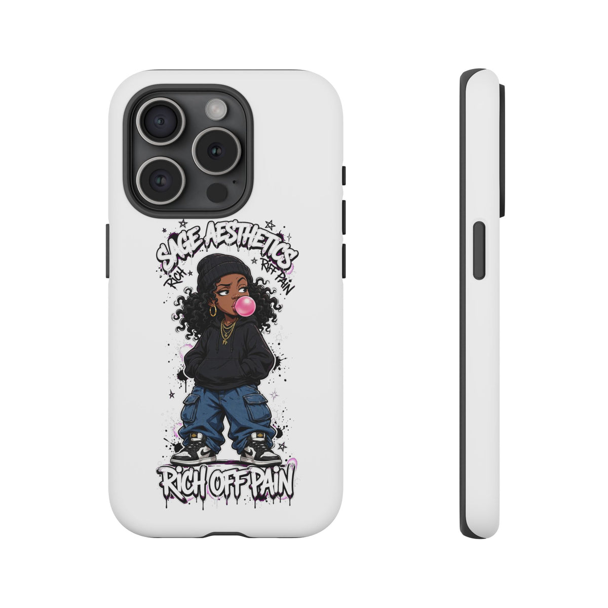Phone Case — 'She Aesthetics, Rich Off Pain' Graphic Protective Cover