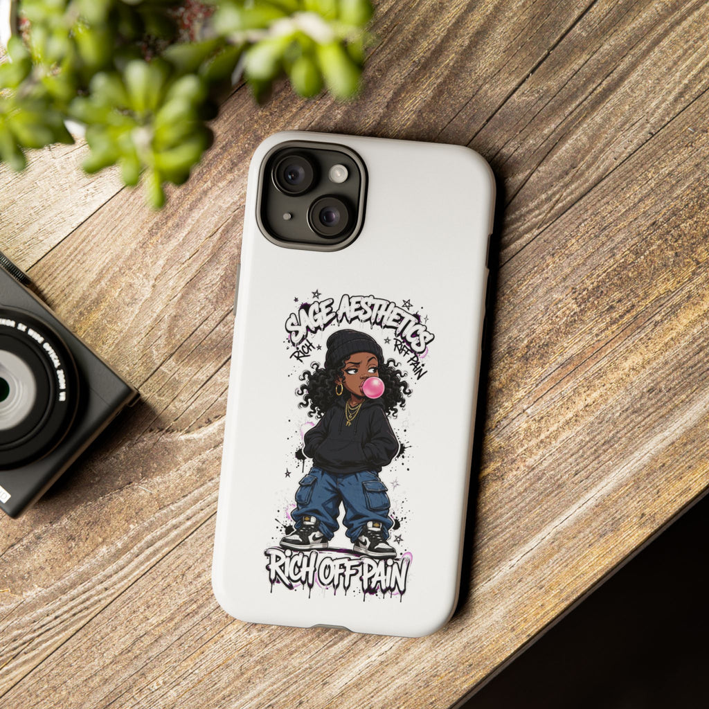 Phone Case — 'She Aesthetics, Rich Off Pain' Graphic Protective Cover