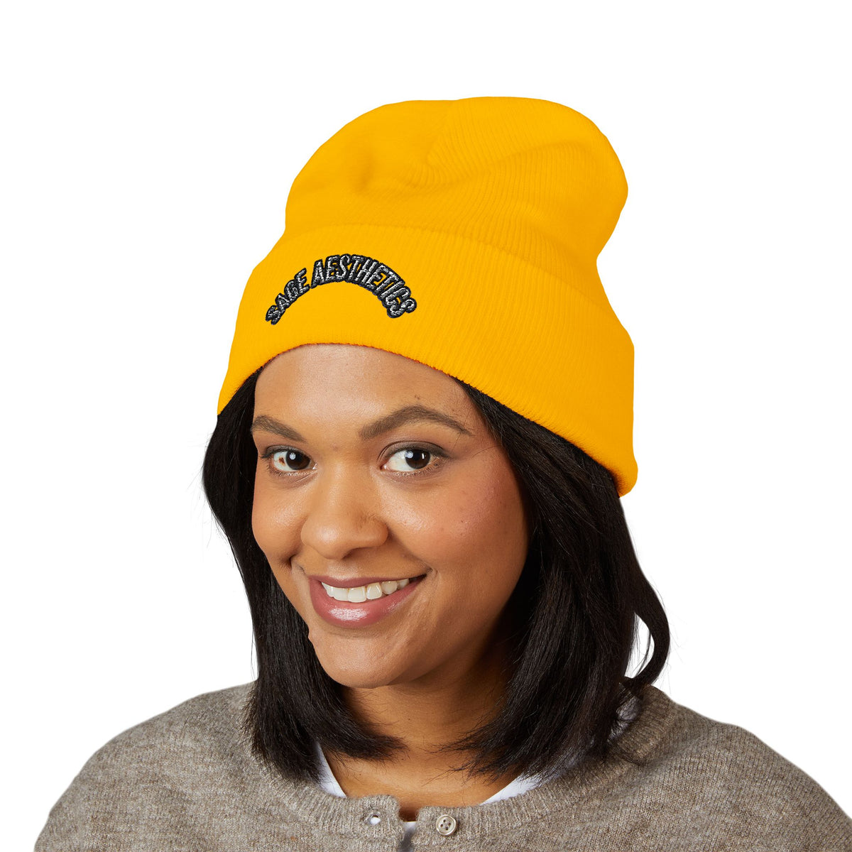 Classic Cuffed Beanie — Embroidered “SAGE AESTHETICS ” Arch