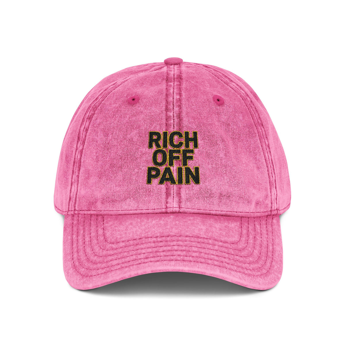 Vintage Embroidered Cap — "Rich Off Pain" Distressed Baseball Hat