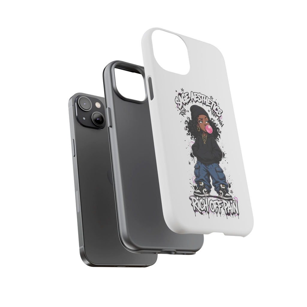 Phone Case — 'She Aesthetics, Rich Off Pain' Graphic Protective Cover
