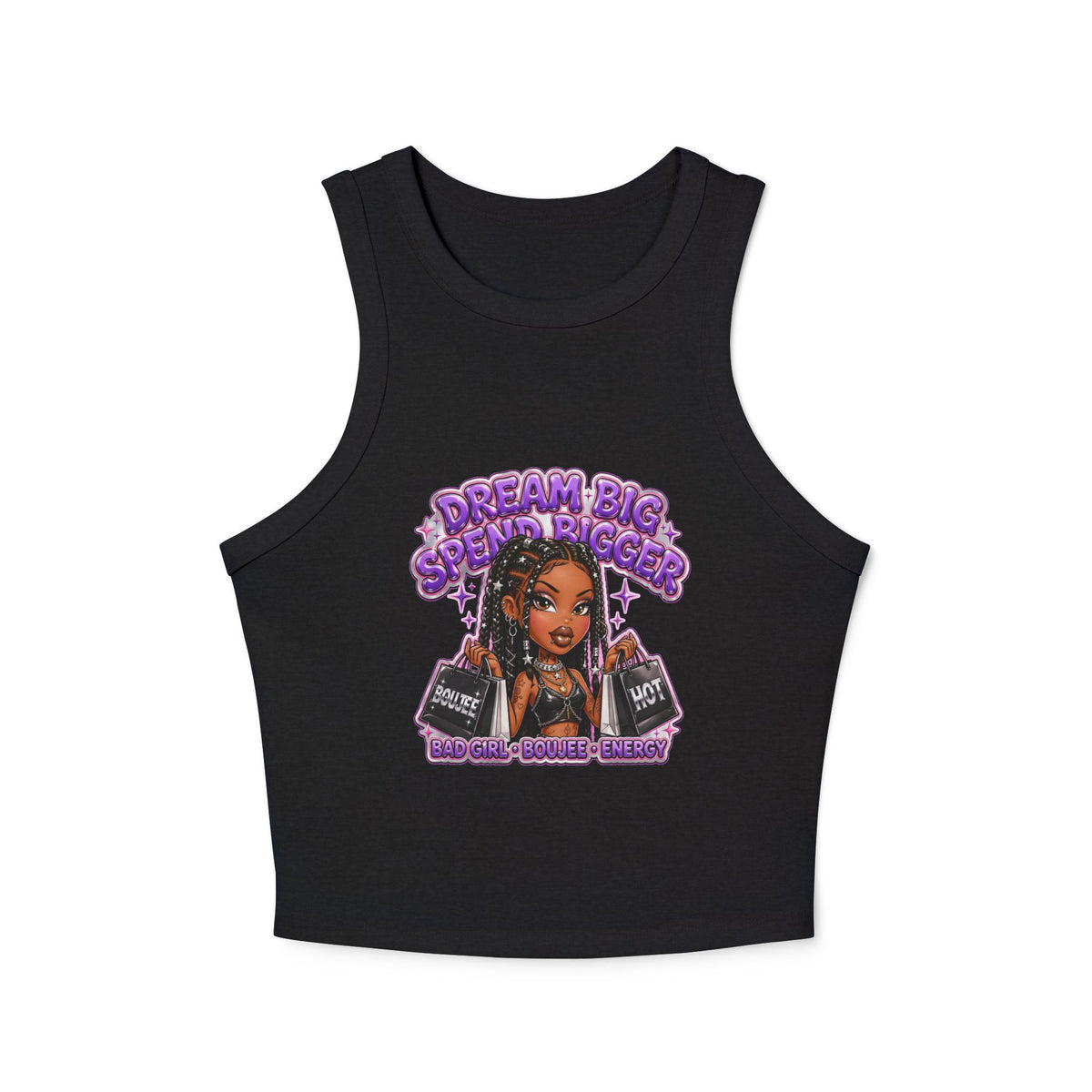 Boujee Dollz Purple Bubble Graphic Racer Tank