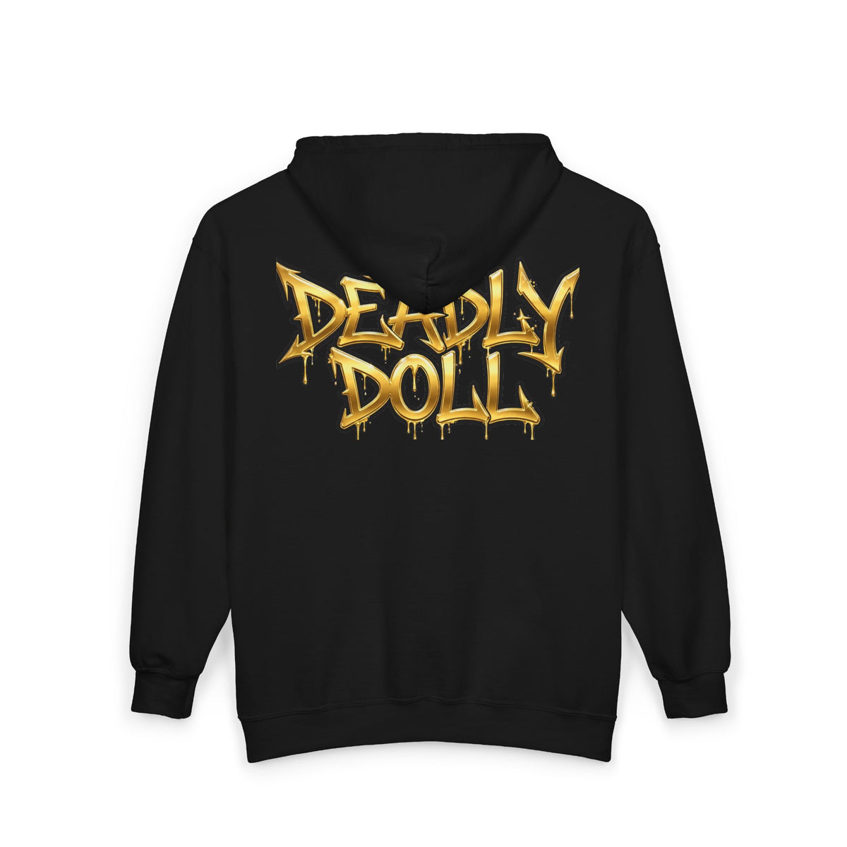 Zip Hoodie — 'Sage Aesthetics' Front with 'Deadly Doll' Gold Graffiti Back