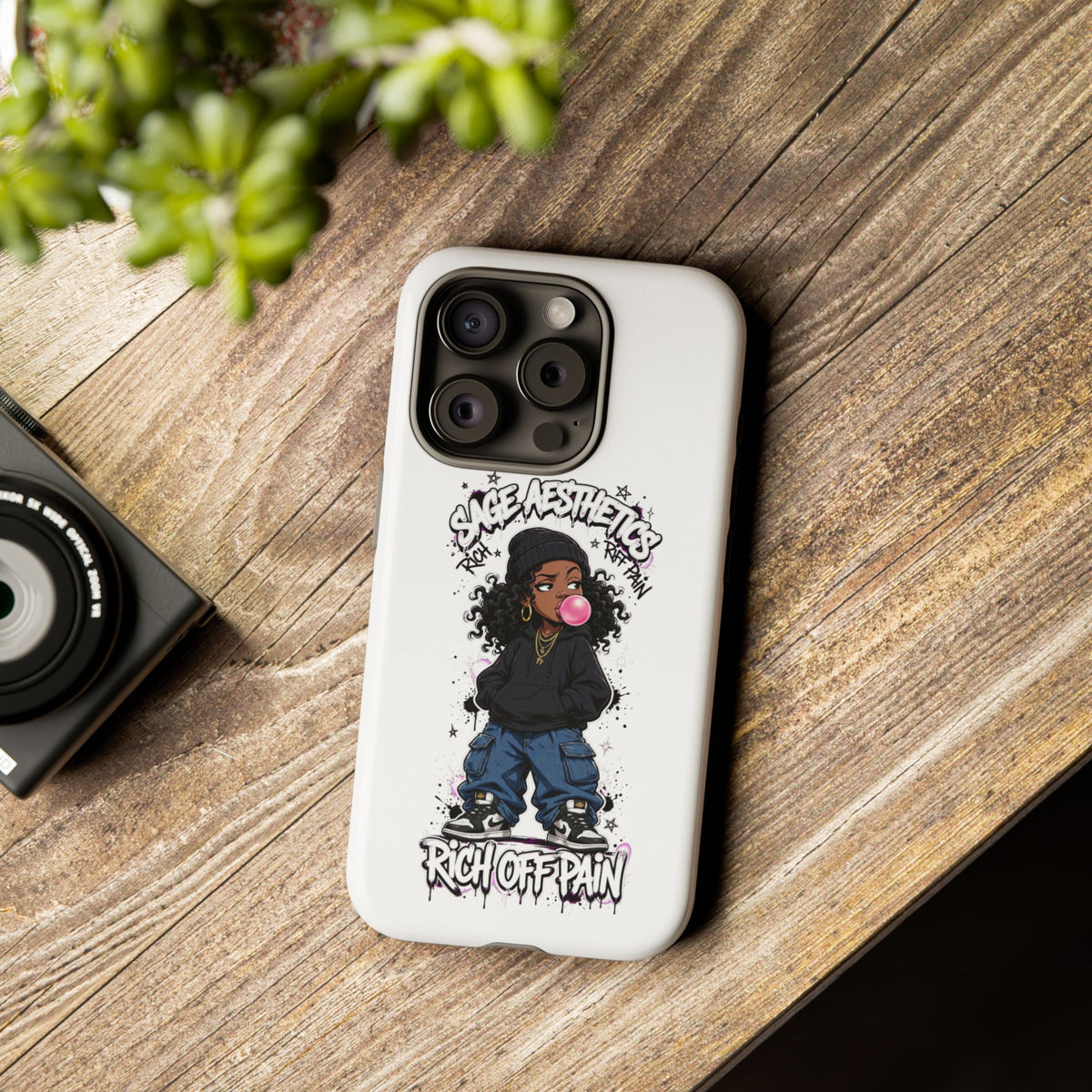 Phone Case — 'She Aesthetics, Rich Off Pain' Graphic Protective Cover