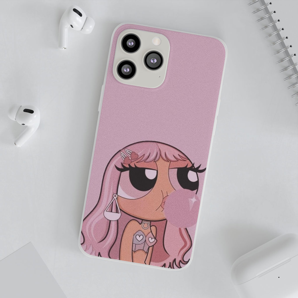 Pink Bubblegum Cartoon Phone Case – Cute Girly Blowing Bubble Design