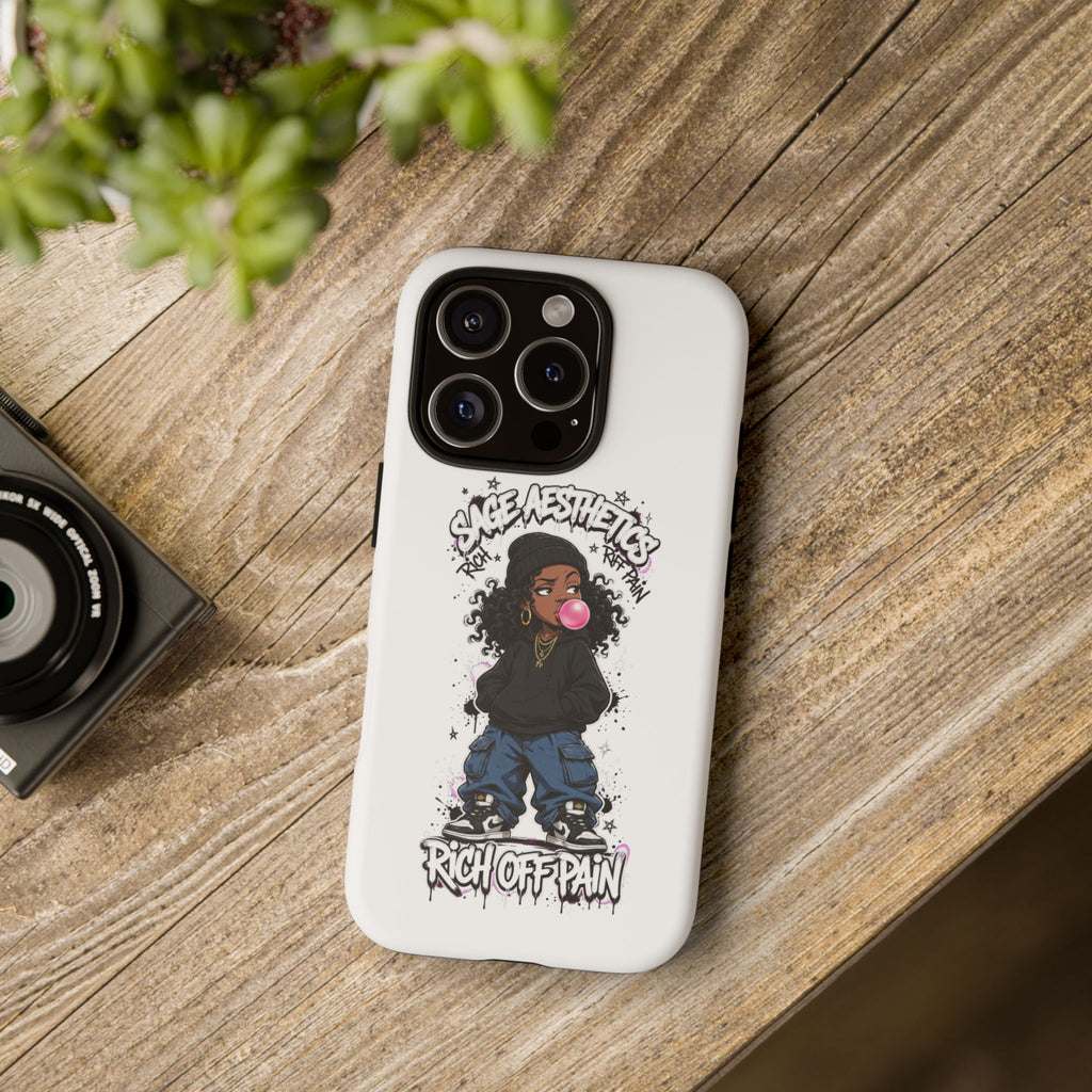Phone Case — 'She Aesthetics, Rich Off Pain' Graphic Protective Cover