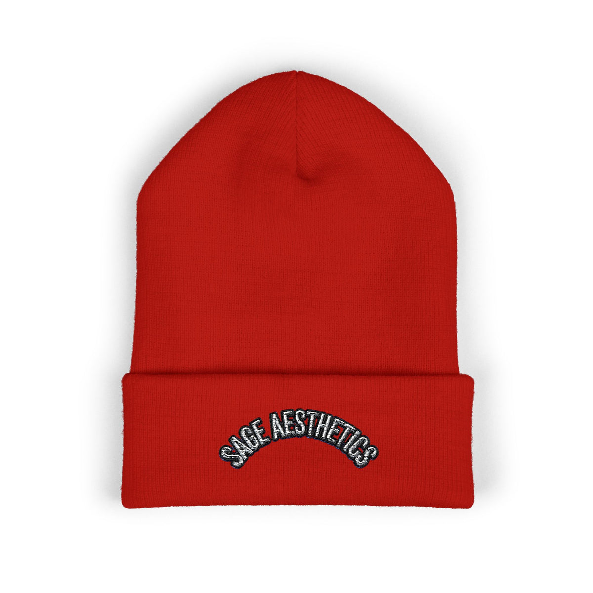 Classic Cuffed Beanie — Embroidered “SAGE AESTHETICS ” Arch