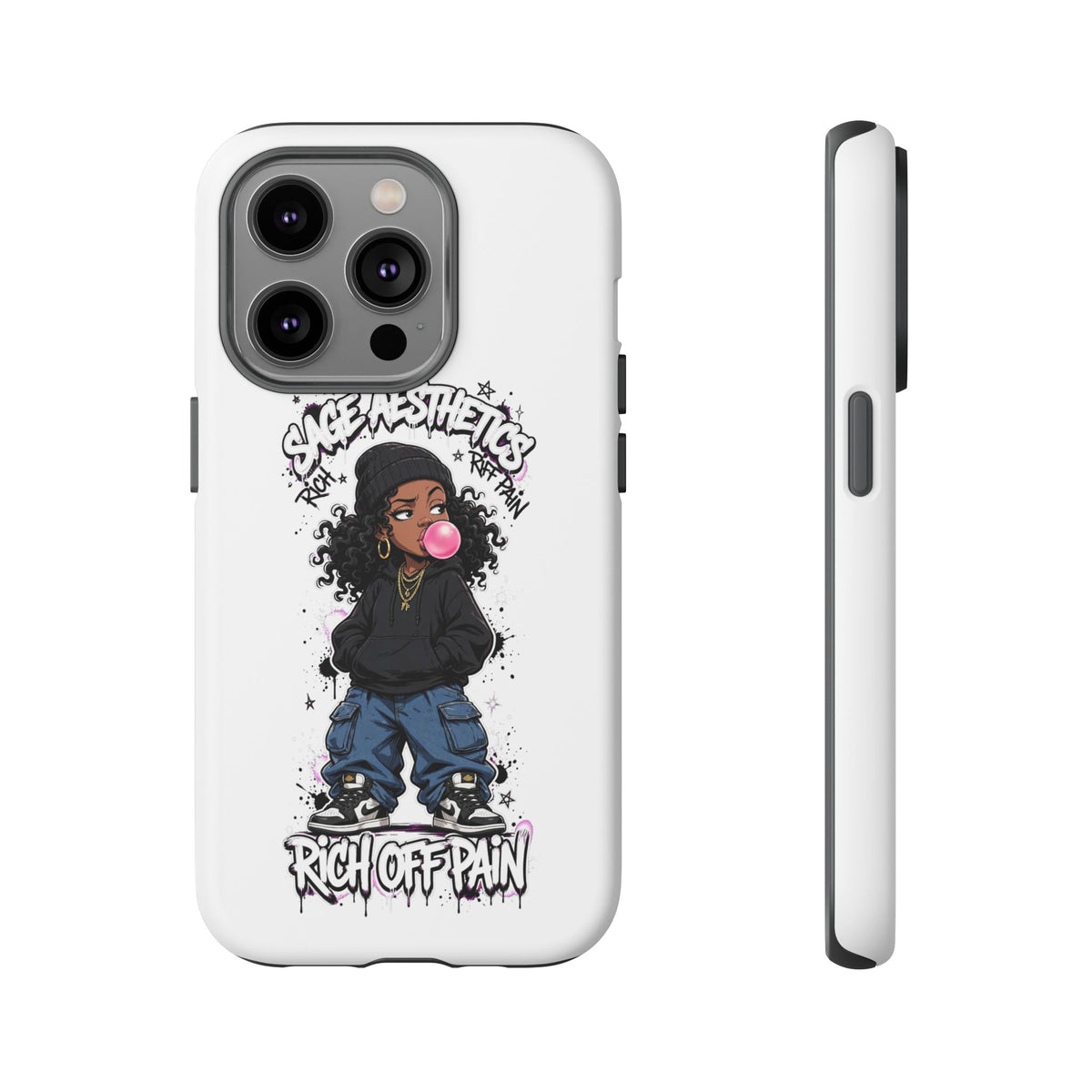 Phone Case — 'She Aesthetics, Rich Off Pain' Graphic Protective Cover