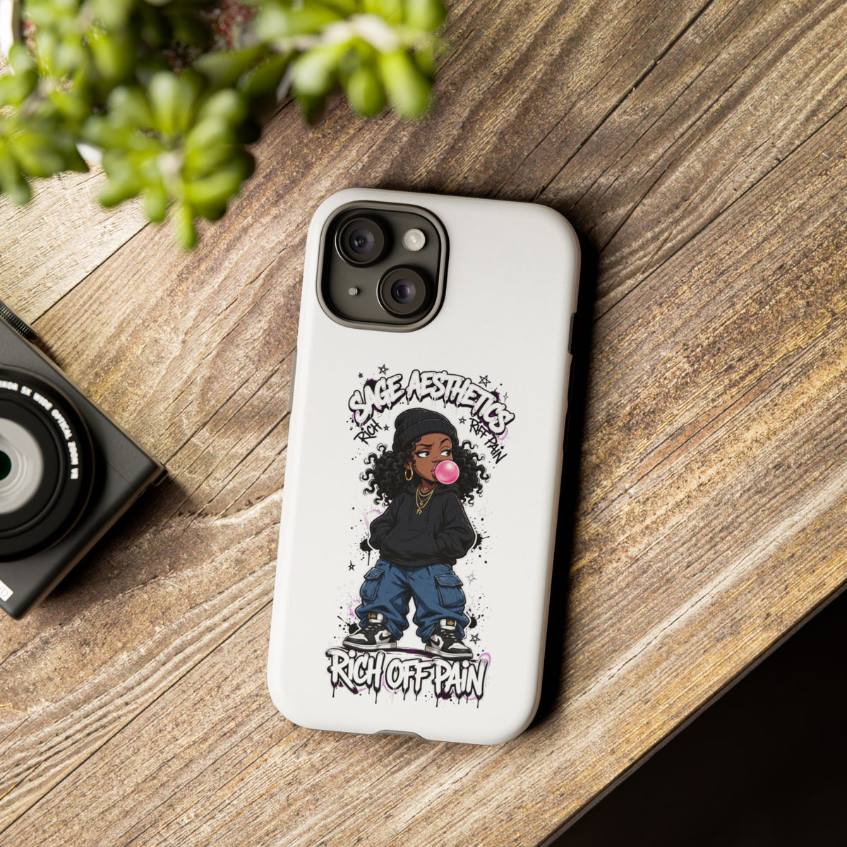 Phone Case — 'She Aesthetics, Rich Off Pain' Graphic Protective Cover