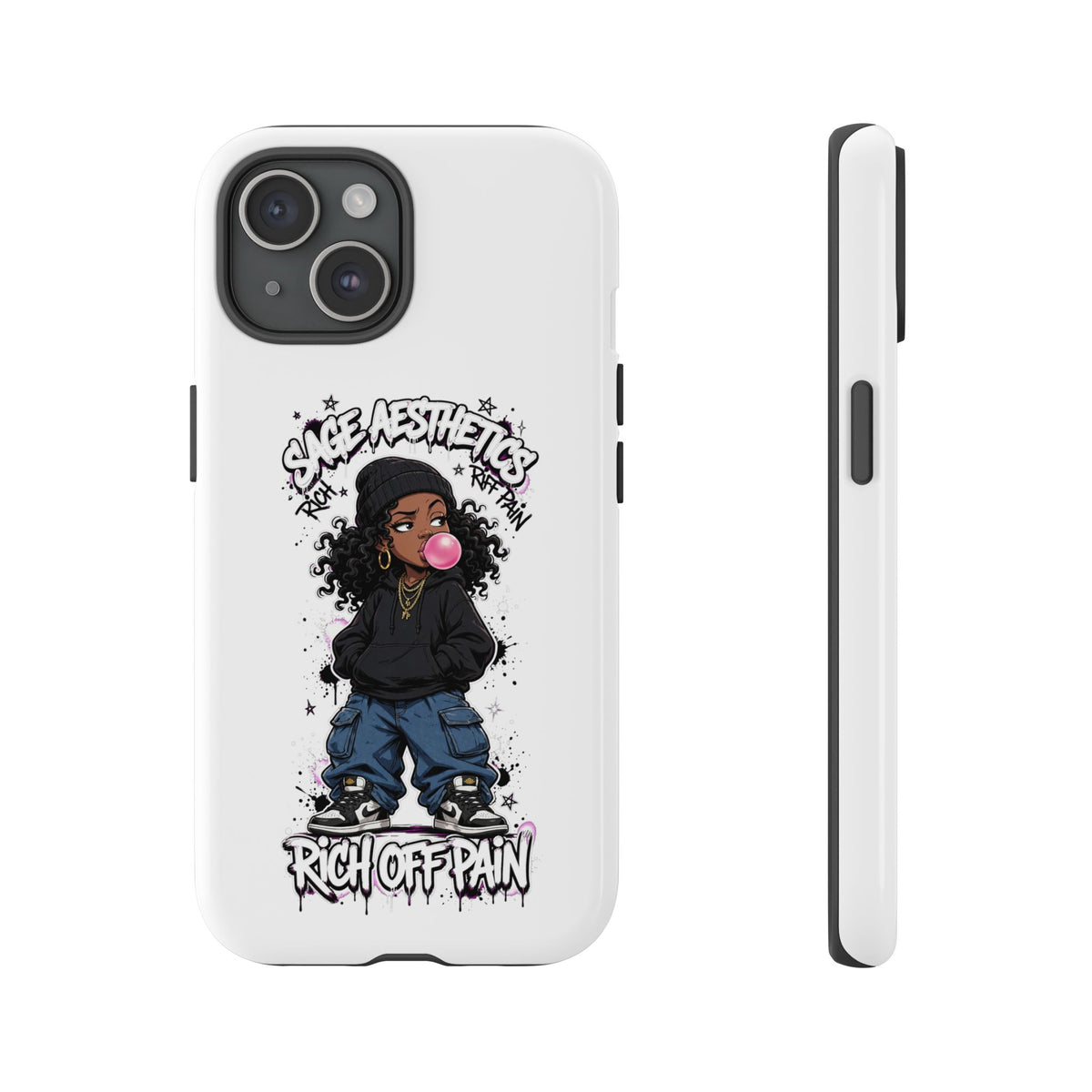 Phone Case — 'She Aesthetics, Rich Off Pain' Graphic Protective Cover