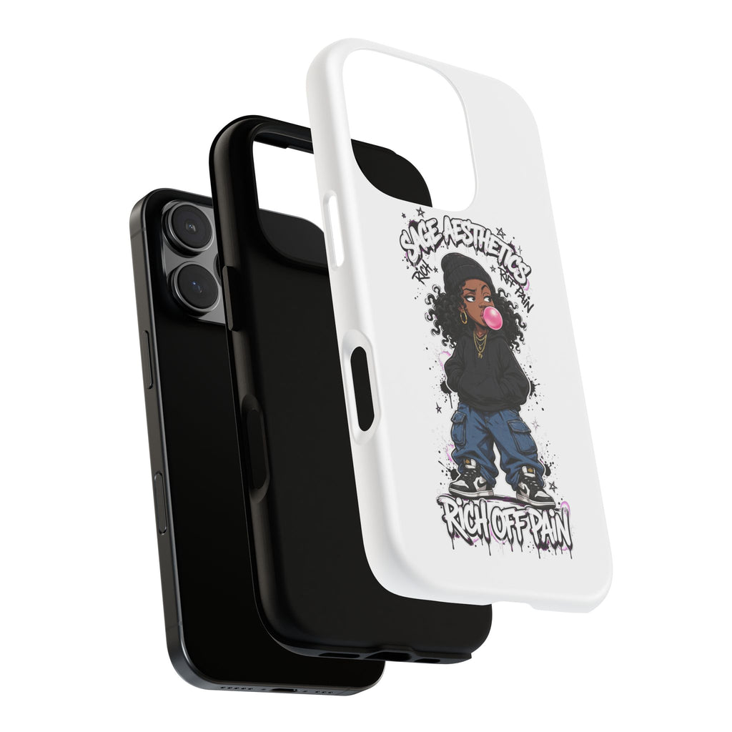 Phone Case — 'She Aesthetics, Rich Off Pain' Graphic Protective Cover