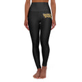 High-Waisted Yoga Leggings – 'Bout Day' Black Gold Accent