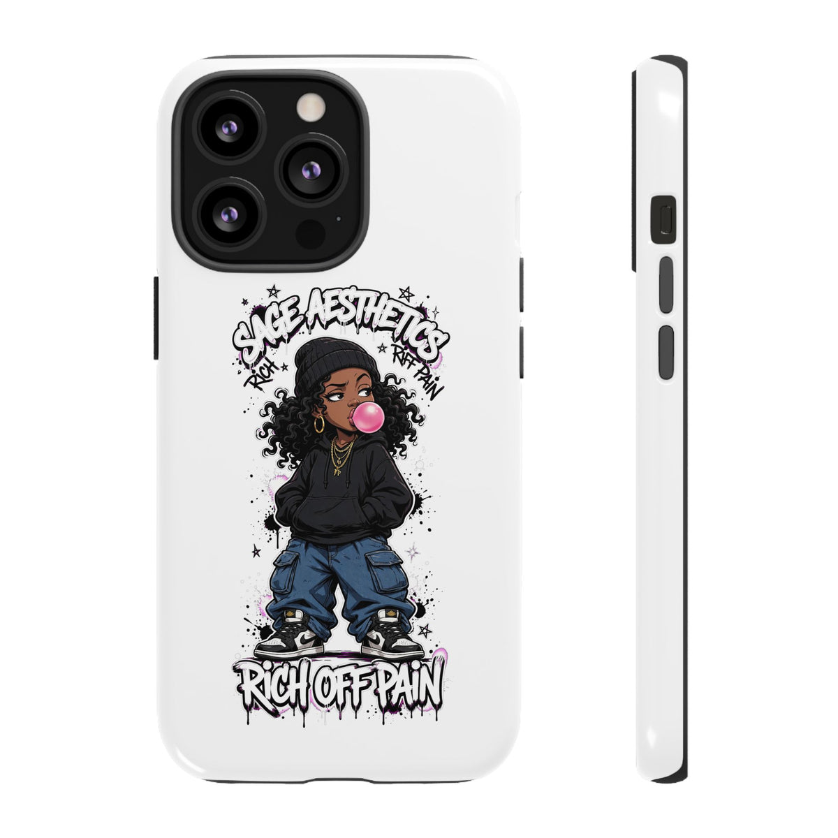 Phone Case — 'She Aesthetics, Rich Off Pain' Graphic Protective Cover