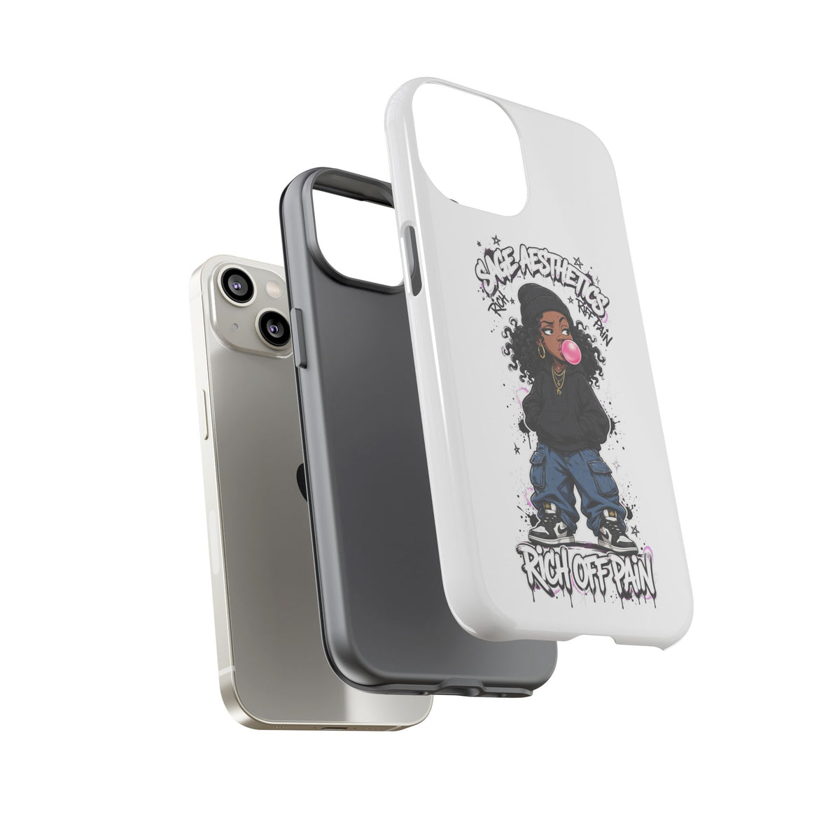 Phone Case — 'She Aesthetics, Rich Off Pain' Graphic Protective Cover