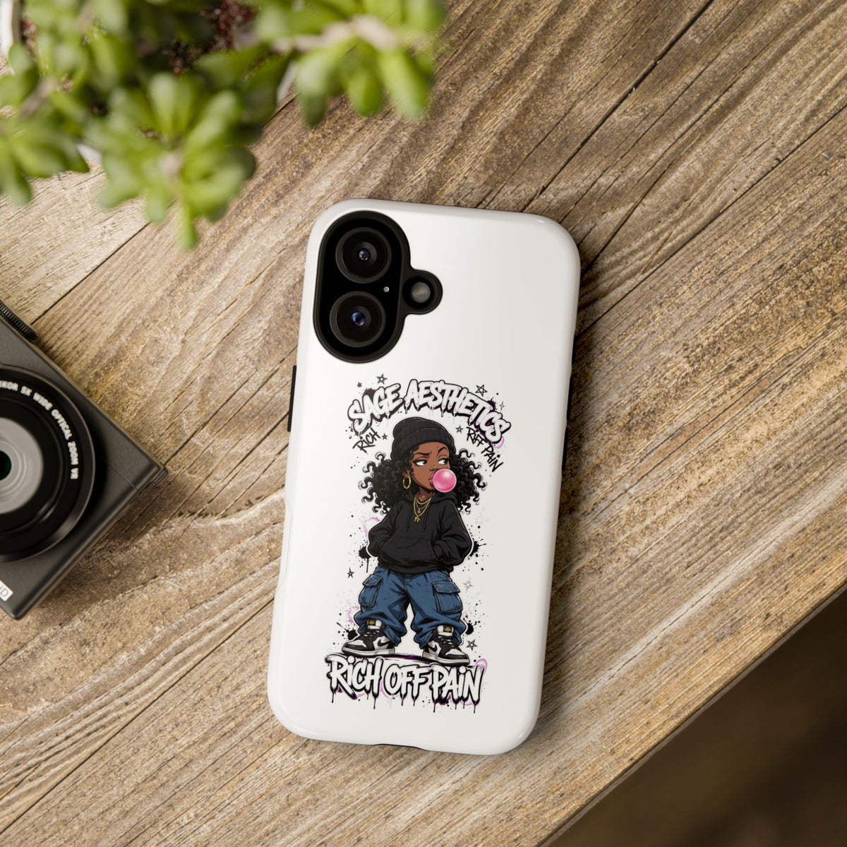 Phone Case — 'She Aesthetics, Rich Off Pain' Graphic Protective Cover