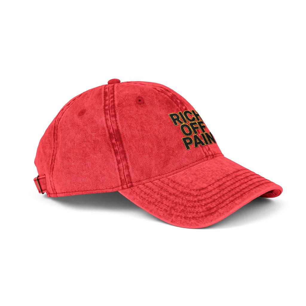 Vintage Embroidered Cap — "Rich Off Pain" Distressed Baseball Hat