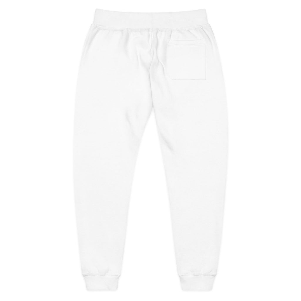 Embroidered Floral Camo Joggers — Cozy White Fleece Sweatpants