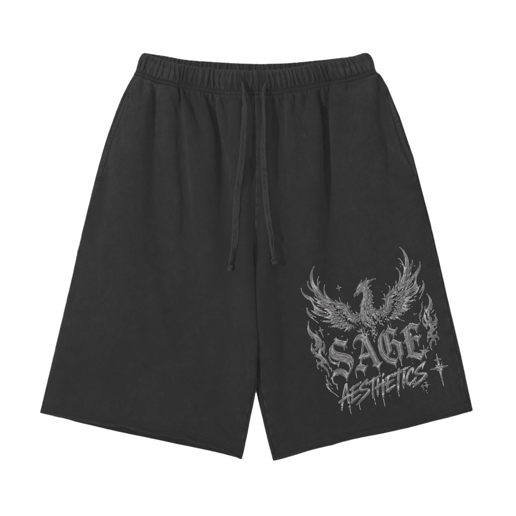 Snow Washed Raw Hem Shorts