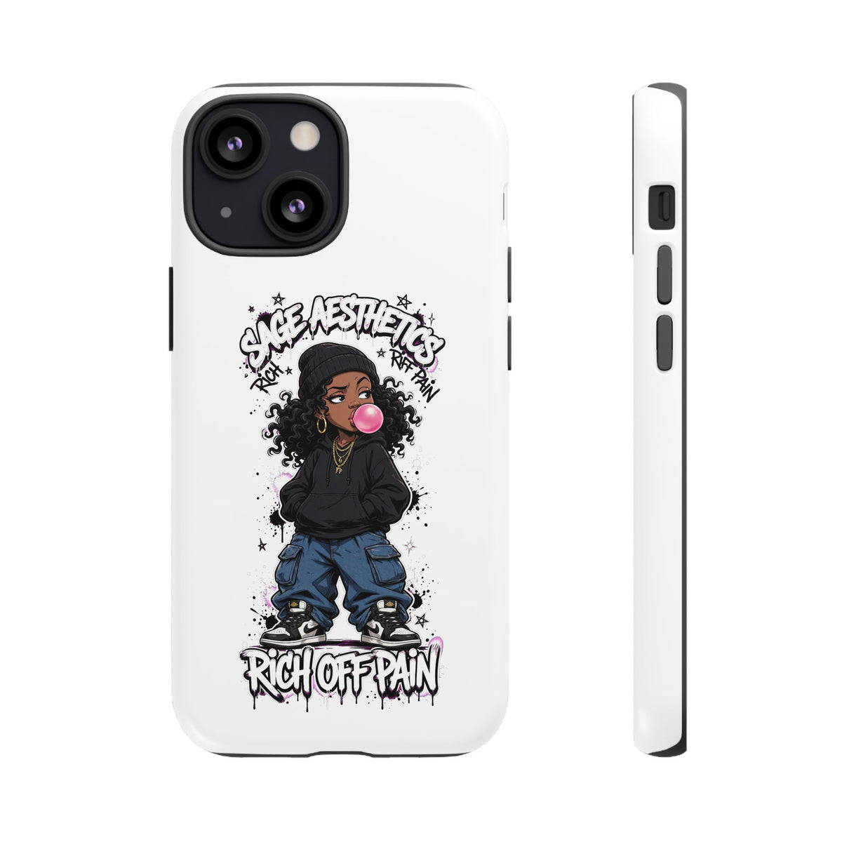 Phone Case — 'She Aesthetics, Rich Off Pain' Graphic Protective Cover