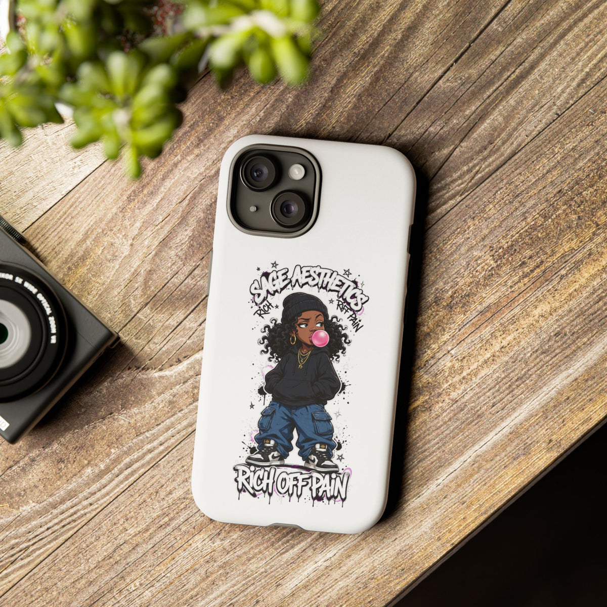 Phone Case — 'She Aesthetics, Rich Off Pain' Graphic Protective Cover