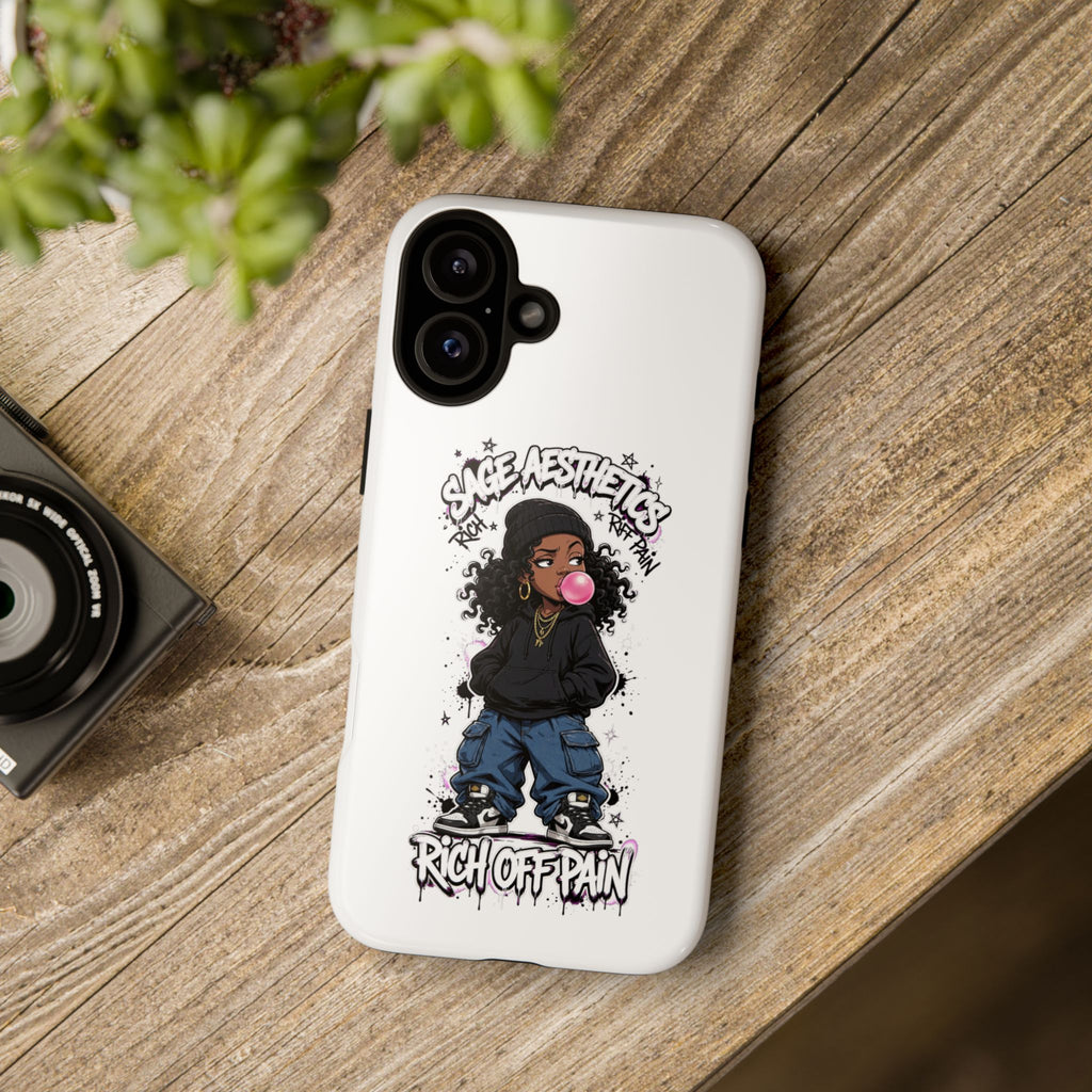 Phone Case — 'She Aesthetics, Rich Off Pain' Graphic Protective Cover