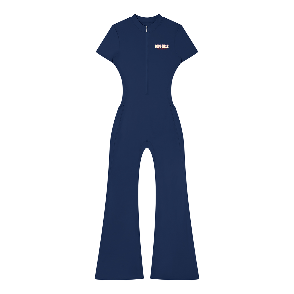 Women’s Tight Flared Leg Quarter-Zip Jumpsuit