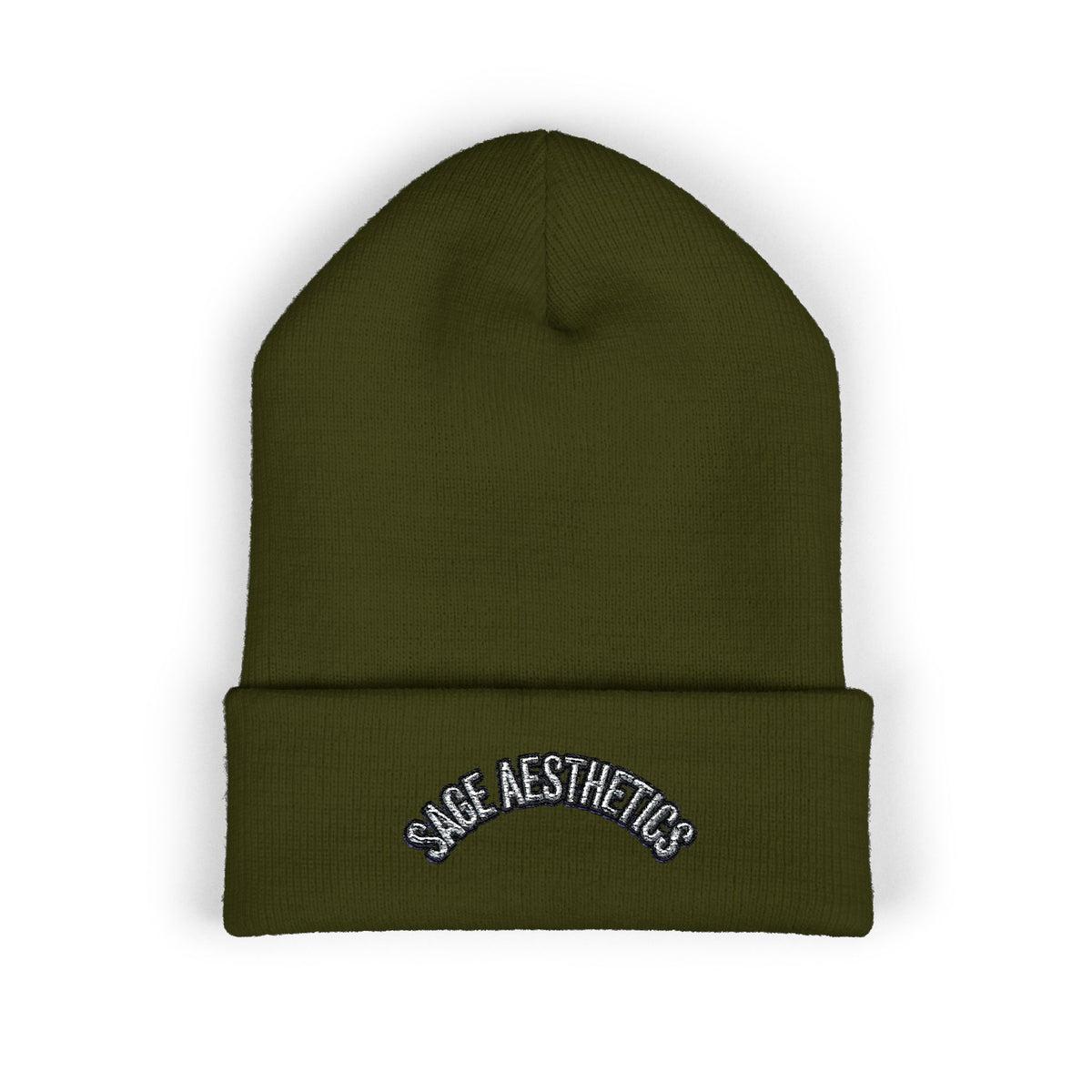 Classic Cuffed Beanie — Embroidered “SAGE AESTHETICS ” Arch