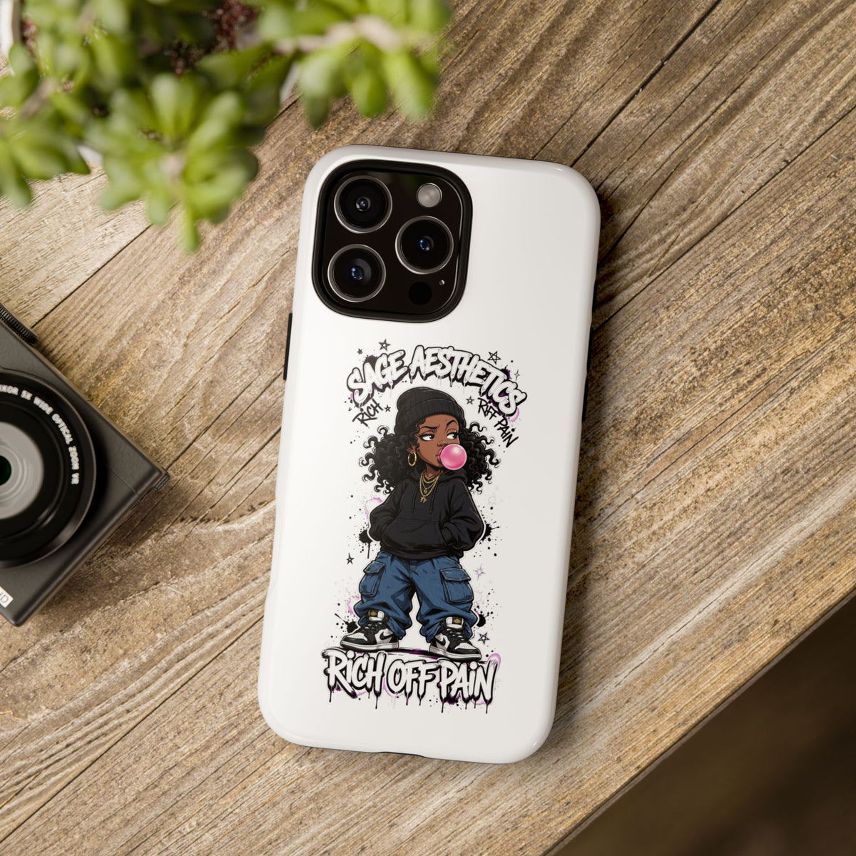 Phone Case — 'She Aesthetics, Rich Off Pain' Graphic Protective Cover